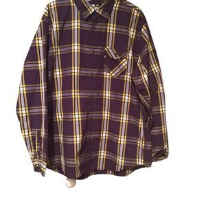 Magellan Outdoors Purple and Yellow Casual Button Down Shirt